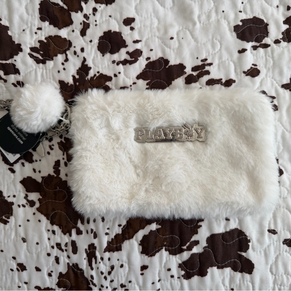 PLAYBOY White Faux Fur Clutch